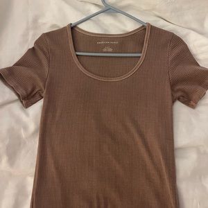 American Eagle Light Brown Ribbed Body Suit